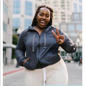 Zyia Gray Hoodie Drawstring Light Windbreaker